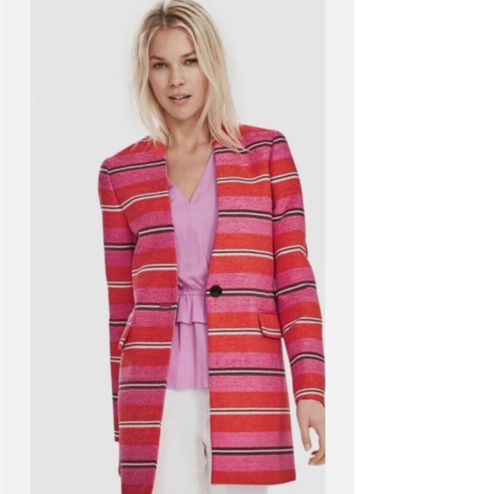 Banana Republic Red and Purple Striped Jacket